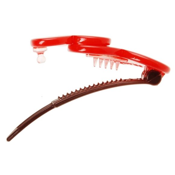 Double Heart Plastic Tige Boule Barrette Adult Compact Fine Hair Styling